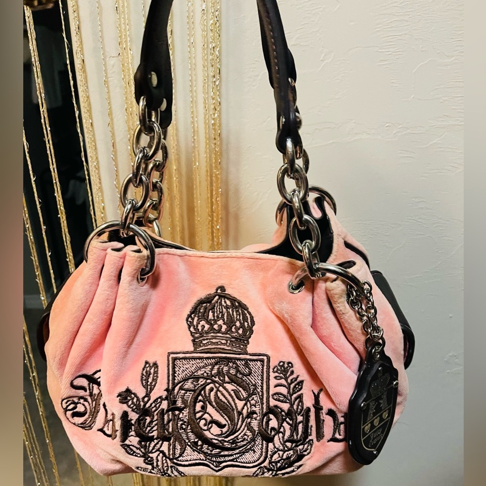 Juicy Couture Blush Velvet Shoulder Bag